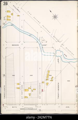 Cartographic, Maps. 1884 - 1936. Lionel Pincus and Princess Firyal Map Division. Fire insurance , New York (State), Real property , New York (State), Cities & towns , New York (State) Brooklyn V. 12, Plate No. 39 Map bounded by Stillwell Ave., Bay 46th St., Bath Ave., 26th Ave. Stock Photo