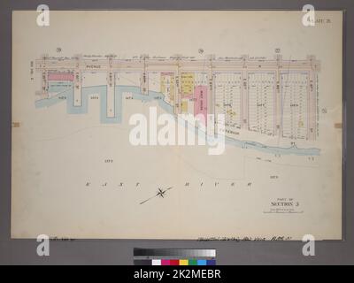 Cartographie, cartes. 1898. Lionel Pincus et Princess Firyal Map Division. Manhattan (New York, N.Y.), immeuble , New York (État) , New York plate 21, partie de la section 5 : délimitée par la rue E. 65th, avenue A, rue E. 67th et rue extérieure Banque D'Images