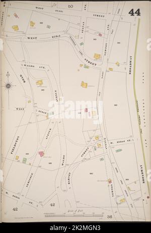 Cartographie, cartes. 1884 - 1936. Lionel Pincus et Princess Firyal Map Division. Assurance incendie , New York (État), immobilier , New York (État), Villes et villages , New York (État) Manhattan, V. 12, plaque no 44 carte délimitée par W. 254th St., Broadway, W. 250th St. Banque D'Images