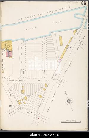 Cartographie, cartes. 1884 - 1936. Lionel Pincus et Princess Firyal Map Division. Assurance incendie , New York (État), immobilier , New York (État), Villes et villages , New York (État) Brooklyn V. 4, plaque no 66 carte délimitée par Newtown Creek, Meeker Ave., Varick St. Banque D'Images