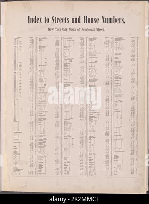 Cartographie, cartes. 1893. Lionel Pincus et Princess Firyal Map Division. New York (New York) Index des rues et numéros de rue Banque D'Images