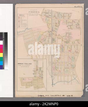 Cartographie, cartes. 1891. Lionel Pincus et Princess Firyal Map Division. Queens Comté (New York) Planche 34 : village de Corona, ville de Newtown. - Middle Village, ville de Newtown. Middle Village, ville de Newtown. Banque D'Images