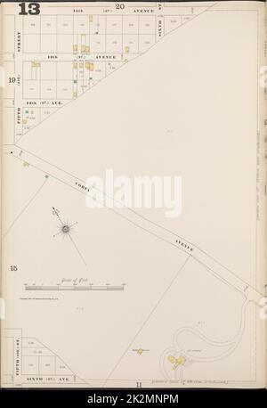 Cartographic, Maps. 1897. Lionel Pincus and Princess Firyal Map Division. Fire insurance , New York (State), Real property , New York (State), Cities & towns , New York (State) Bronx, V. B, Plate No. 13 Map bounded by 14th Ave., 6th Ave., 5th St. Stock Photo