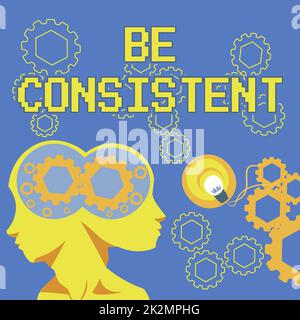 L'affichage conceptuel doit être cohérent. Présentation de l'entreprise uniforme entreprise permanente inaltérable même immuable Rapport deux têtes avec COGS montrant des idées technologiques. Banque D'Images