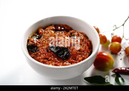 Tomato Thokku Pickle ou Chutney maison, mise au point sélective Banque D'Images