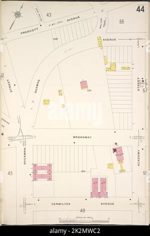 Cartographie, cartes. 1913. Lionel Pincus et Princess Firyal Map Division. Assurance-incendie , New York (État), immobilier , New York (État), Villes et villages , New York (État) Manhattan, V. 12, plaque no 44 carte délimitée par Prescott Ave., Academy St., Vermilyea Ave., Dyckman St. Banque D'Images