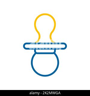 Icône vectorielle isolée de la tétine factice pour bébé Banque D'Images