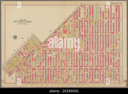 Bromley, George Washington. Cartographie, cartes, atlas, levés de terrain. 1908. Lionel Pincus et Princess Firyal Map Division. Brooklyn (New York, New York) , Carte planche 20 : délimitée par Saratoga Avenue, rue Chaucey, avenue Stuyvesant, rue Hart, Broadway, Willoughby Avenue, Bushwick Avenue et Broadway plate 20 Banque D'Images