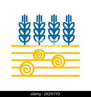 Icône épis de blé, d'orge ou de seigle sur le champ Banque D'Images