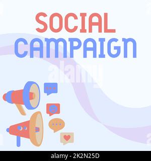 Affiche affichant la campagne sociale. Concept signification utiliser la plate-forme de médias sociaux pour améliorer la notoriété de la marque mégaphones dessin donner des commentaires positifs faire une annonce Banque D'Images