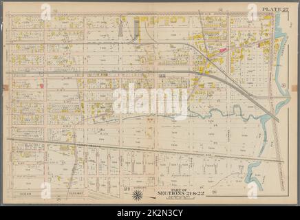 Bromley, George Washington. Cartographie, cartes, atlas, levés de terrain. 1907. Lionel Pincus et Princess Firyal Map Division. Brooklyn (New York, New York) , Plaque de cartes 27 : délimitée par Ocean Avenue, Emmons Avenue, Neptune Avenue, Coney Island Avenue, Canal Avenue, Hubbard Street, Avenue X., Ocean Parkway et Avenue U plate 27 Banque D'Images