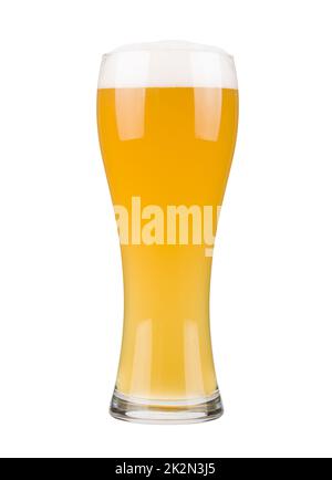 Verre à bière blanc isolé sur fond blanc Banque D'Images