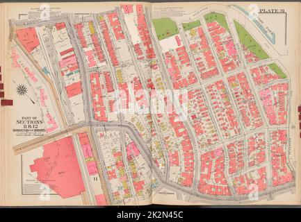 Cartographie, cartes. 1938 - 1957. Lionel Pincus et Princess Firyal Map Division. Immobilier , New York (État) , New York (New York), Bronx (New York, New York) , Cartes Double page plaque no 31, partie des sections 11 et 12, arrondissement du Bronx : bornée par Broadway, 230th rue W., avenue Reservoir, chemin W. Kingsbridge, 193rd rue W. et avenue Bailey Banque D'Images