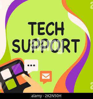 Inspiration montrant l'assistance technique de Sign. Mot écrit sur l'assistance aux personnes ayant des problèmes techniques Finger appuyer sur le bouton d'application présentant Global Network Connection. Banque D'Images