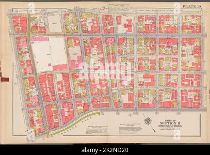 Cartographie, cartes. 1938 - 1957. Lionel Pincus et Princess Firyal Map Division. Immobilier , New York (État) , New York (New York), Bronx (New York, New York) , Cartes Double page plaque no 10, partie de la section 11, arrondissement du Bronx : délimitée par la rue E. 181st, avenue Mapes, avenue E. Tremont et avenue Bathgate Banque D'Images