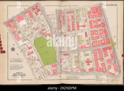 Cartographie, cartes. 1938 - 1957. Lionel Pincus et Princess Firyal Map Division. Immobilier , New York (État) , New York (New York), Bronx (New York, New York) , Cartes Double page plaque no 34, partie de l'article 13, arrondissement du Bronx : délimité par la rue W. 235th, avenue Riverdale, avenue Irwin, 234th rue W., Broadway, W. 230th Street et Netherland Avenue Banque D'Images