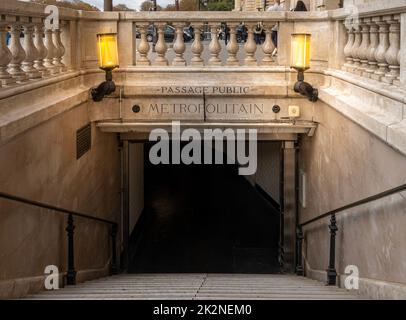 Paris, France - 09 16 2022: Metro entrance somewhere in paris Stock Photo