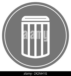 Symbole poubelle sur bouton gris avec cadre blanc Banque D'Images