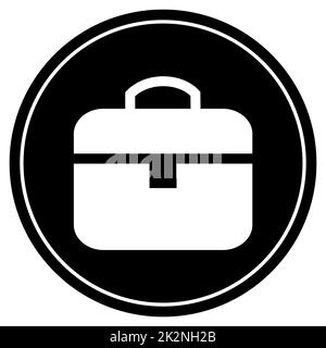 Symbole valise sur bouton noir avec cadre blanc Banque D'Images