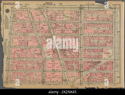 Cartographie, cartes. 1925. Lionel Pincus et Princess Firyal Map Division. Immobilier , New York (État) , New York, Manhattan (New York, New York) Plaque 30, partie de la section 2 : délimitée par la rue E. 14th, deuxième avenue, la rue E. 8th et la place University Banque D'Images