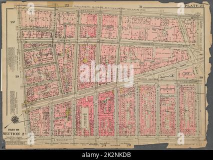 Cartographic, Maps. 1925. Lionel Pincus and Princess Firyal Map Division. Real property , New York (State) , New York, Manhattan (New York, N.Y.) Plate 23, Part of Section 2: Bounded by Broadway, E. 8th Street, Second Avenue and E. Houston Street Stock Photo