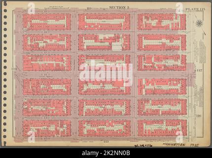 Cartographie, cartes. 1955 - 1956. Lionel Pincus et Princess Firyal Map Division. Immobilier , New York (État) , New York (New York), Manhattan (New York, New York) Plaque 115, partie de la section 5 : délimitée par la rue E. 89th, avenue York, rue E. 83rd et troisième avenue. Banque D'Images