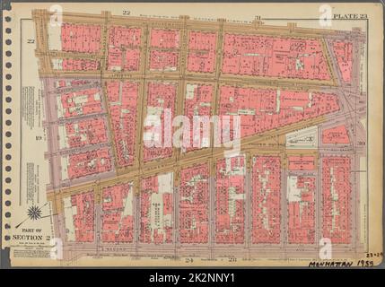 Cartographie, cartes. 1955 - 1956. Lionel Pincus et Princess Firyal Map Division. Immobilier , New York (État) , New York (New York), Manhattan (New York, New York) Plaque 23, partie de la section 2 : délimitée par Broadway, rue E. 8th, place St. Marks, deuxième Avenue et rue E. Houston. Banque D'Images