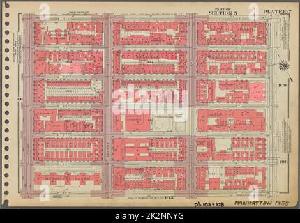 Cartographie, cartes. 1955 - 1956. Lionel Pincus et Princess Firyal Map Division. Immobilier , New York (État) , New York (New York), Manhattan (New York, New York) Plaque 107, partie de la section 5 : délimitée par la rue E. 71st, avenue York, rue E. 65th et troisième avenue. Banque D'Images