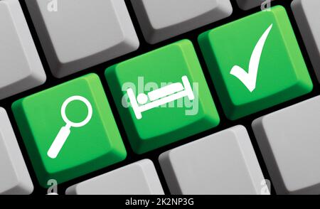 Hôtels en ligne: Trouver une chambre - 3D illustration Banque D'Images