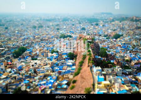 Vue aérienne de la ville bleue de Jodhpur. Jodphur, Rajasthan, Inde Banque D'Images