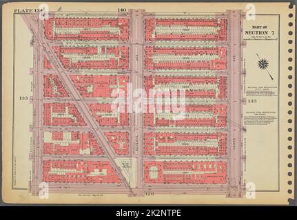 Cartographic, Maps. 1955 - 1956. Lionel Pincus and Princess Firyal Map Division. Real property , New York (State) , New York (N.Y.), Manhattan (New York, N.Y.) Plate 134, Part of Section 7: Bounded by W. 122nd Street, Lenox Avenue, W. 116th Street and Eighth Avenue. Banque D'Images