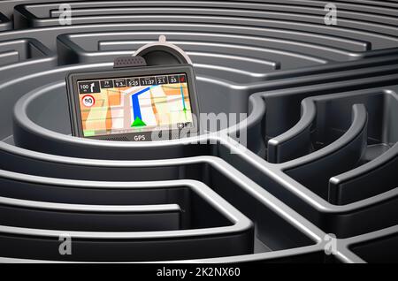 Récepteur GPS à l'intérieur d'un labyrinthe. 3D rendu Banque D'Images