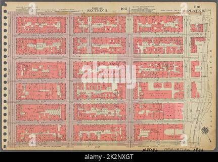 Cartographie, cartes. 1955 - 1956. Lionel Pincus et Princess Firyal Map Division. Immobilier , New York (État) , New York (New York), Manhattan (New York, New York) Plaque 85, partie de la section 5 : délimitée par la rue E. 59th, (East River) Franklin D. Roosevelt Drive, la rue E. 53rd et Third Avenue. Banque D'Images