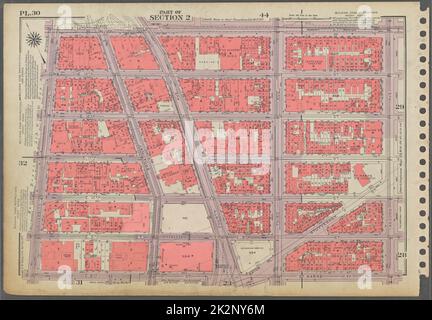 Cartographic, Maps. 1955 - 1956. Lionel Pincus and Princess Firyal Map Division. Real property , New York (State) , New York (N.Y.), Manhattan (New York, N.Y.) Plate 30, Part of Section 2: Bounded by E. 14th Street, Second Avenue, St. Marks Place, E. 8th Street and University Place. Stock Photo