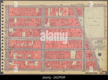 Cartographie, cartes. 1955 - 1956. Lionel Pincus et Princess Firyal Map Division. Immobilier , New York (État) , New York (New York), Manhattan (New York, New York) Plaque 49, partie de la section 3 : délimitée par W. 26th Street, E. 26th Street, Madison Avenue, E. 23rd Street, Broadway, 20th, rue E., 20th, rue W. et Seventh Avenue. Banque D'Images