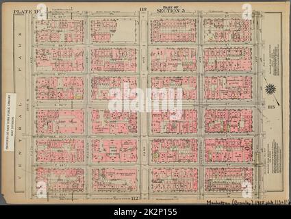 Cartographic, Maps. 1925. Lionel Pincus and Princess Firyal Map Division. Real property , New York (State) , New York, Manhattan (New York, N.Y.) Plate 114, Part of Section 5: Bounded by E. 89th Street, Third Avenue, E. 83rd Street and (Central Park) Fifth Avenue Stock Photo