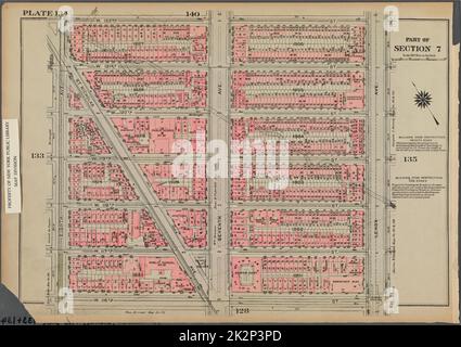 Cartographie, cartes. 1925. Lionel Pincus et Princess Firyal Map Division. Immobilier , New York (État) , New York, Manhattan (New York, New York) Plaque 134, partie de la section 7 : délimitée par la rue W. 122nd, avenue Lenox, rue W. 116th et huitième avenue Banque D'Images