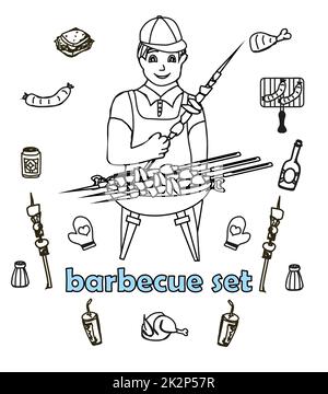 Icon Set Barbecue Banque D'Images