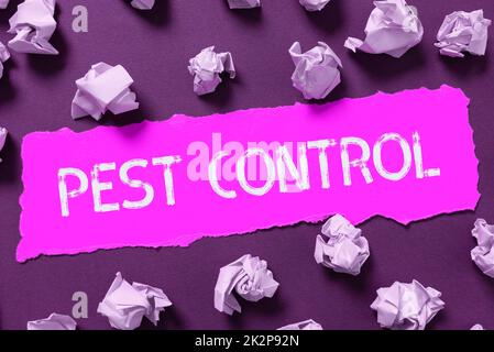 Texte montrant inspiration lutte antiparasitaire. Photo conceptuelle tuant les insectes destructeurs qui attaquent les cultures et le bétail Banque D'Images