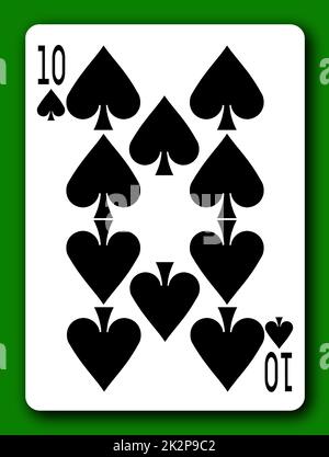 10 Ten of Spades carte à jouer avec le chemin d'écrêtage pour enlever l'arrière-plan et l'ombre Banque D'Images