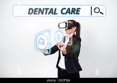 Écriture affichant le texte soins dentaires. Concept signifiant le maintien de dents saines ou le maintien de la propreté pour l'avenir Banque D'Images