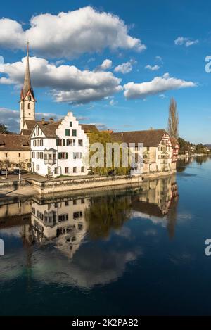 Vieille ville avec monastère et église Saint-Georg, Stein am Rhein, canton de Schaffhausen, Suisse Banque D'Images