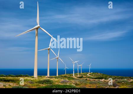 Éoliennes. Crète, Grèce Banque D'Images