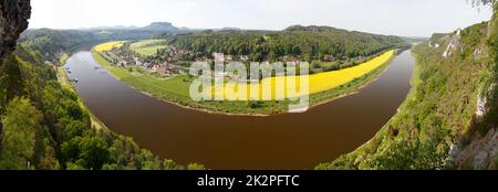 Vue de la Bastei sur l'Elbe, Suisse saxonne Banque D'Images