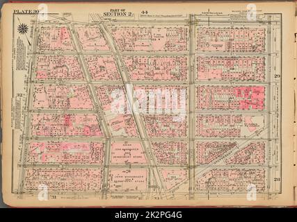 Cartographie, cartes. 1927. Lionel Pincus et Princess Firyal Map Division. Immobilier , New York (État) , New York, Manhattan (New York, New York) Plaque 30, partie de la section 2 : délimitée par la rue E. 14th, deuxième avenue, la rue E. 8th et la place University Banque D'Images