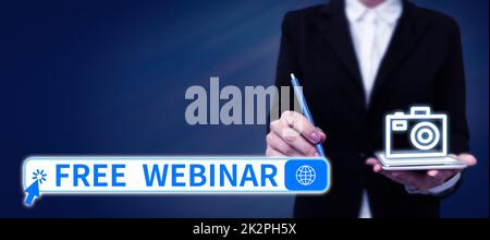 Inspiration montrant le webinaire Sign Free. Concept signification Séminaire d'atelier de lecture transmis sur le Web Banque D'Images