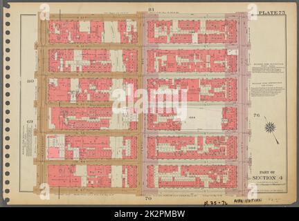 Cartographic, Maps. 1955 - 1956. Lionel Pincus and Princess Firyal Map Division. Real property , New York (State) , New York (N.Y.), Manhattan (New York, N.Y.) Plate 75, Part of Section 4: Bounded by W. 53rd Street, Ninth Avenue, W. 47th Street and Eleventh Avenue. Banque D'Images