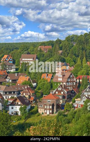 Village rural pittoresque à Hartz, Allemagne. Architecture historique et bâtiments en Allemagne de l'est. Banque D'Images