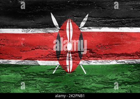 3D-Illustration d'un drapeau du Kenya - drapeau de tissu d'ondulation réaliste Banque D'Images