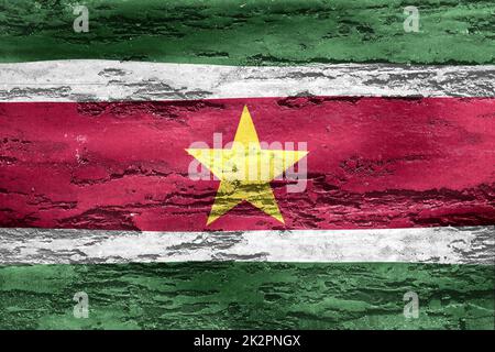 3D-Illustration d'un drapeau du Suriname - drapeau de tissus d'ondulation réaliste Banque D'Images